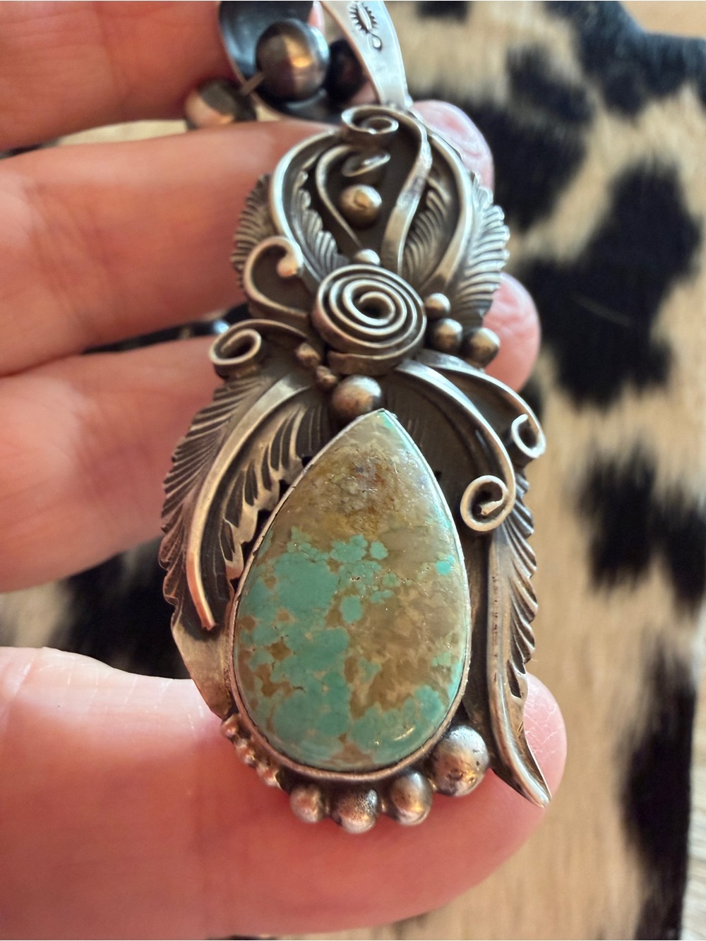 ❤️ Navajo Signed Jimmy Lee Royston Turquoise Sterling 20Gm Native Pendant 3.15”L - Picture 11 of 16